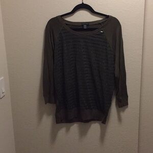 Army green sequin 3/4 length sleeve top.